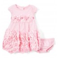 Pink Rosette Fit & Flare Dress & Diaper Cover 
